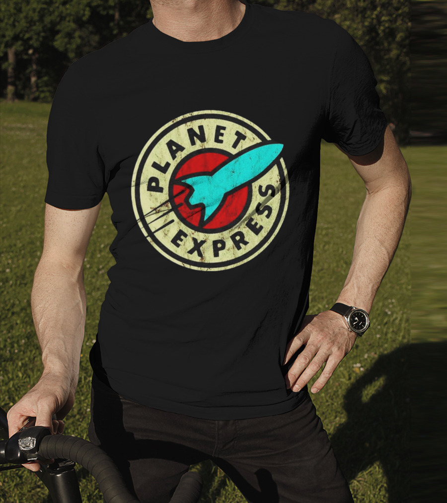 Futurama Retro Planet Express Vintage Rocket Emblem T-Shirt