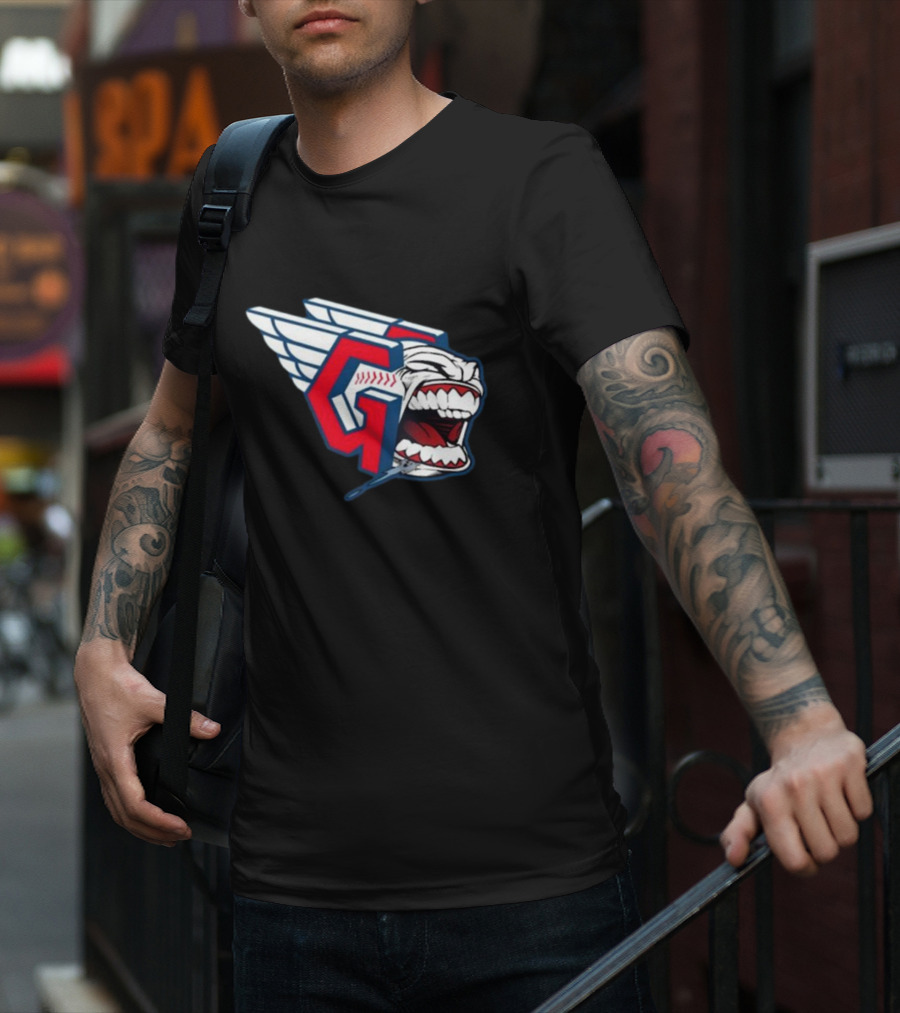 Cleveland Guardians Screaming G With Baseball Bat Wings T-Shirt