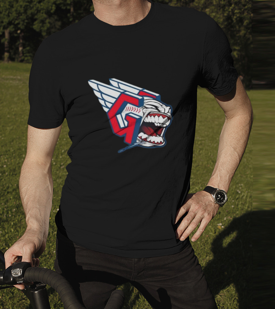 Cleveland Guardians Screaming G With Baseball Bat Wings T-Shirt