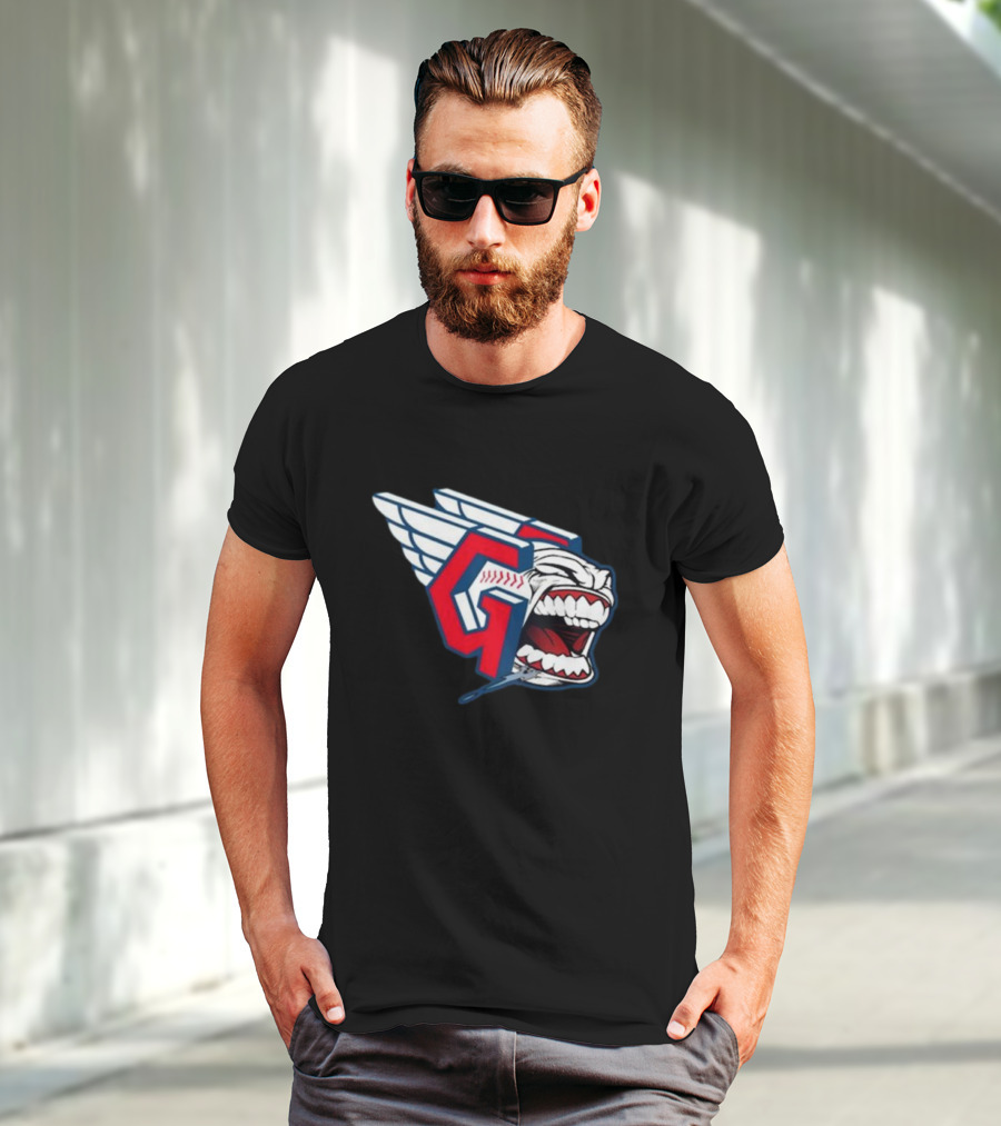Cleveland Guardians Screaming G With Baseball Bat Wings T-Shirt