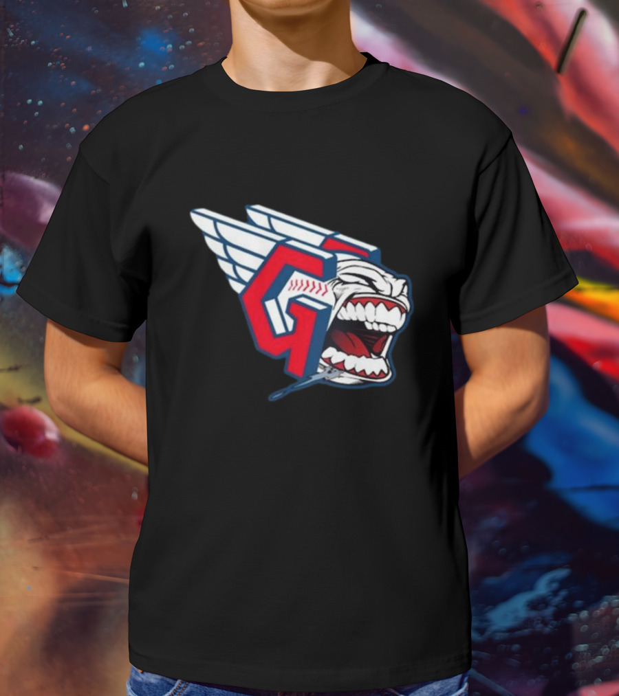 Cleveland Guardians Screaming G With Baseball Bat Wings T-Shirt