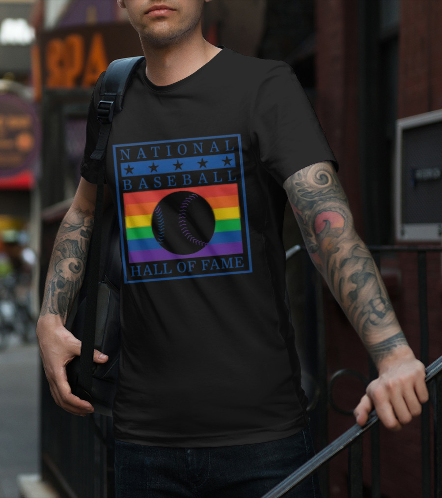 National Baseball Hall Of Fame Rainbow Pride Emblem T-Shirt