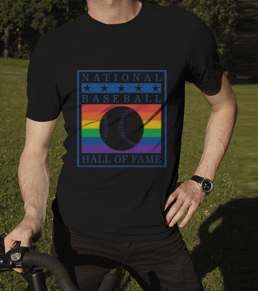 National Baseball Hall Of Fame Rainbow Pride Emblem T-Shirt