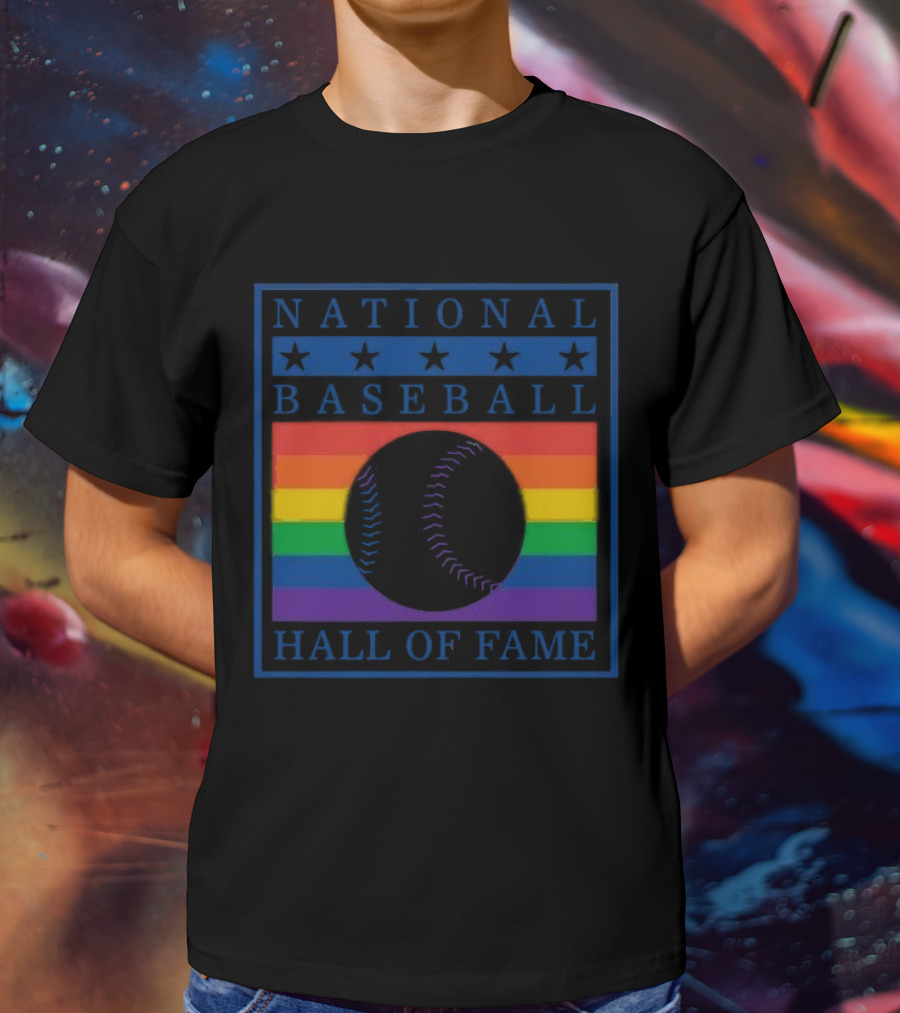 National Baseball Hall Of Fame Rainbow Pride Emblem T-Shirt