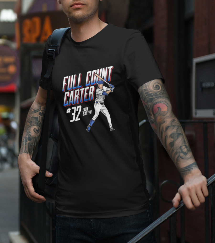 Full Count Carter #32 Evan Carter Texas Rangers Baseball Player T-Shirt