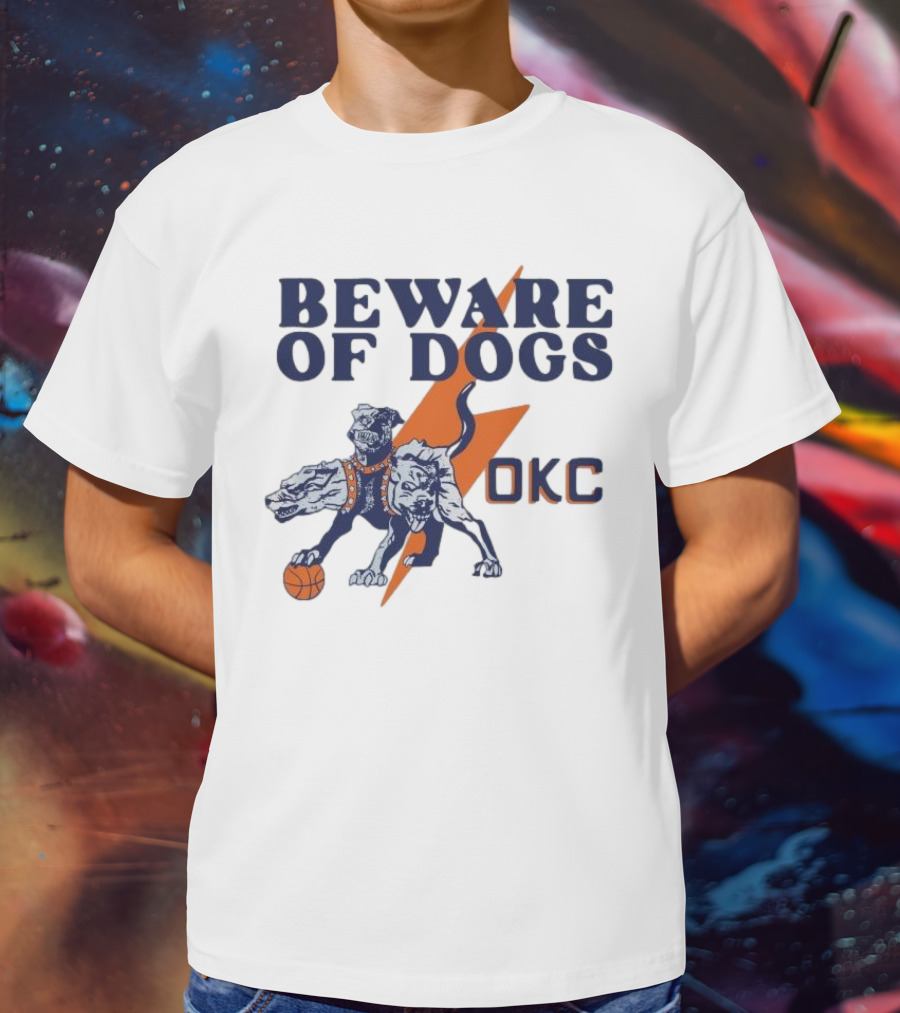 Beware Of Dogs OKC Thunder Basketball Team Lightning T-Shirt