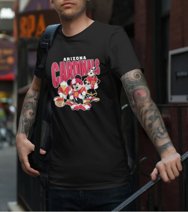 Arizona Cardinals Mickey Donald Duck Goofy Football Team T-Shirt