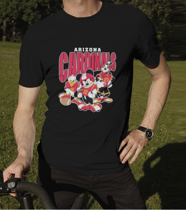 Arizona Cardinals Mickey Donald Duck Goofy Football Team T-Shirt