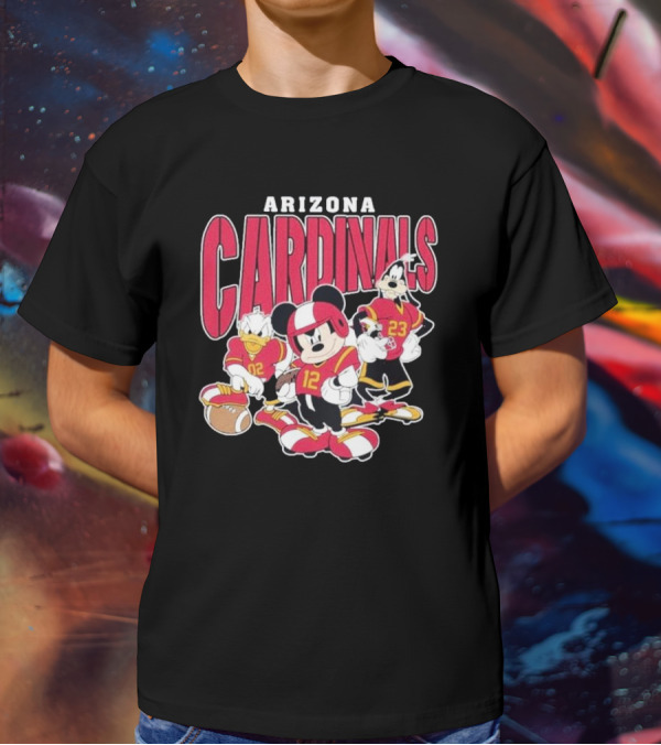 Arizona Cardinals Mickey Donald Duck Goofy Football Team T-Shirt