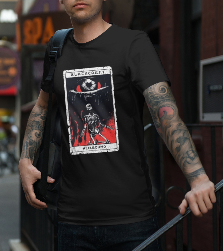 Blackcraft Cult Hellbound Tarot Skeleton Eye Flames T-Shirt