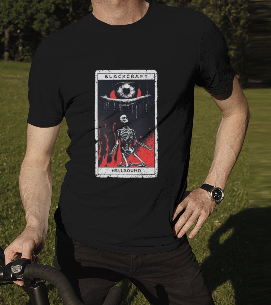 Blackcraft Cult Hellbound Tarot Skeleton Eye Flames T-Shirt