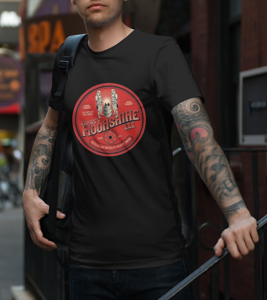 Empire’s Moonshine XXX Corn Liquor 120 Proof Since 1977 Distilled By Galactic Empire T-Shirt
