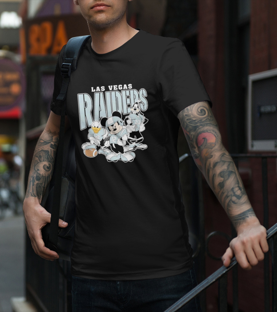Las Vegas Raiders Mickey Mouse Donald Duck Goofy Football Team T-Shirt