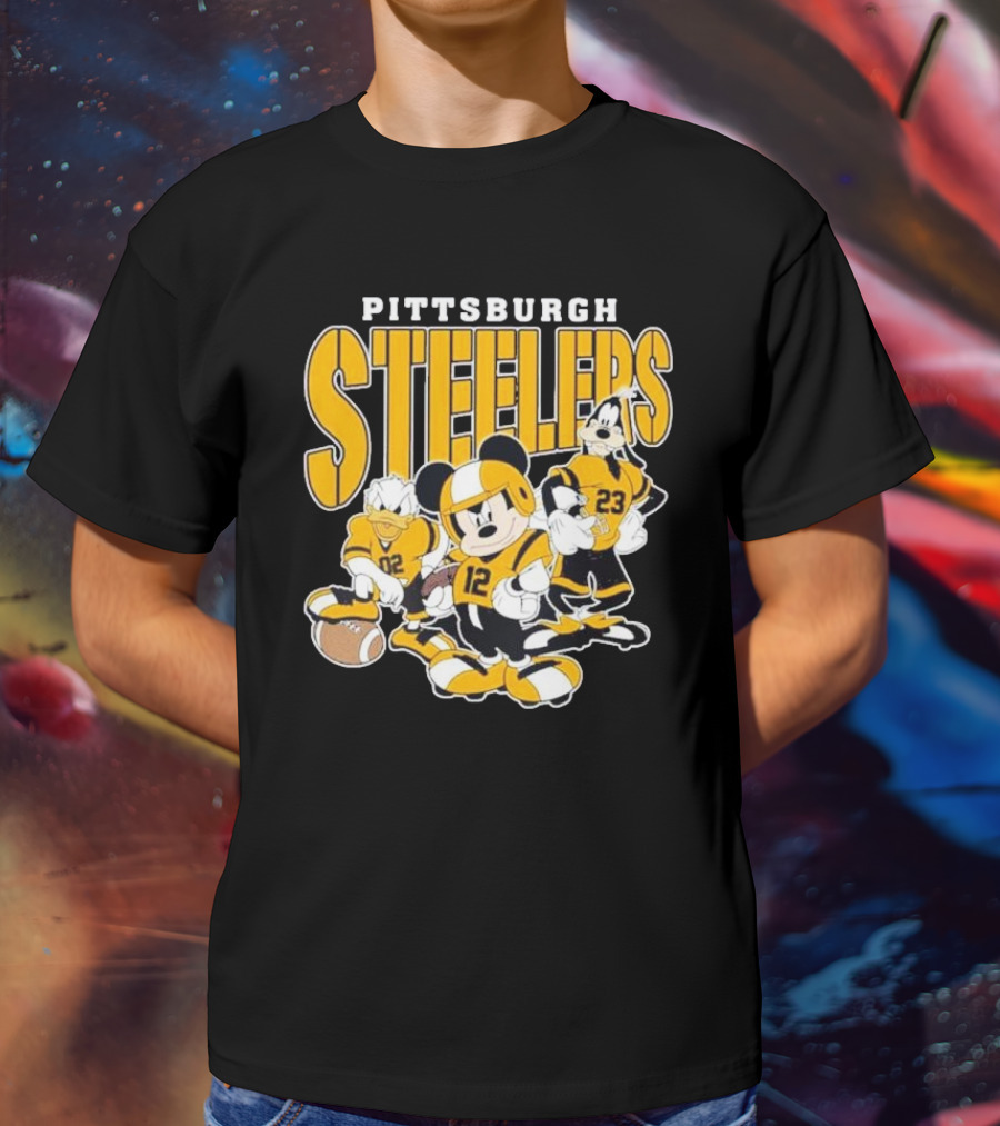 Pittsburgh Steelers Mickey Mouse Donald Duck Goofy Football Team T-Shirt