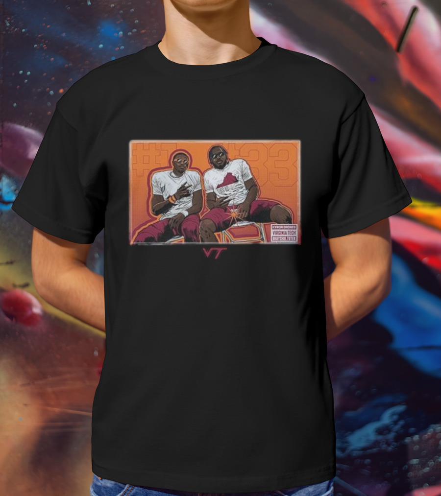 Kyron Drones And Bhayshul Tuten Virginia Tech NCAA Football Caricature #33 VT T-Shirt