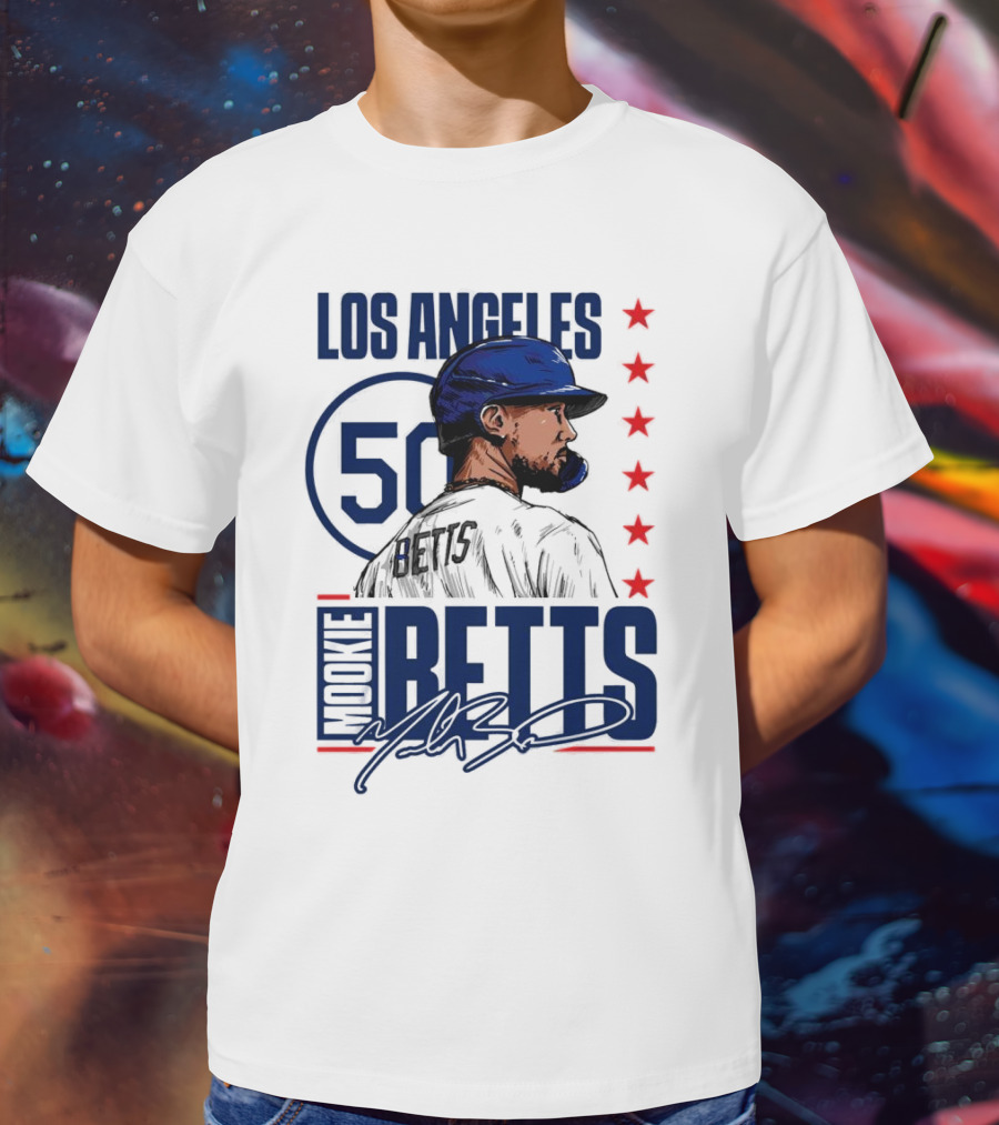 Mookie Betts 50 Los Angeles Dodgers Baseball Stars T-Shirt