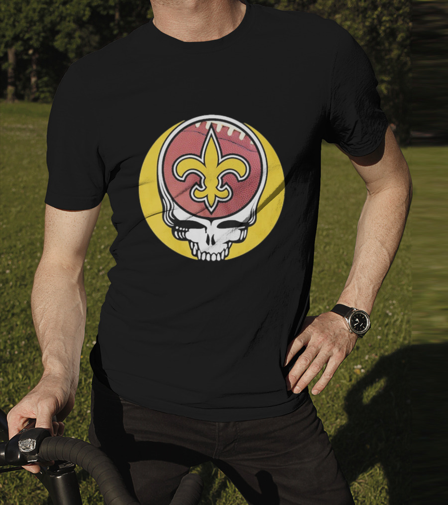 New Orleans Saints Grateful Dead Skull Logo Football T-Shirt