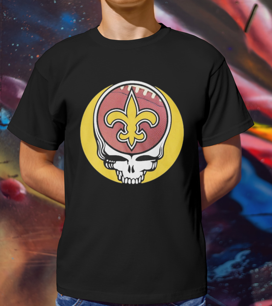 New Orleans Saints Grateful Dead Skull Logo Football T-Shirt