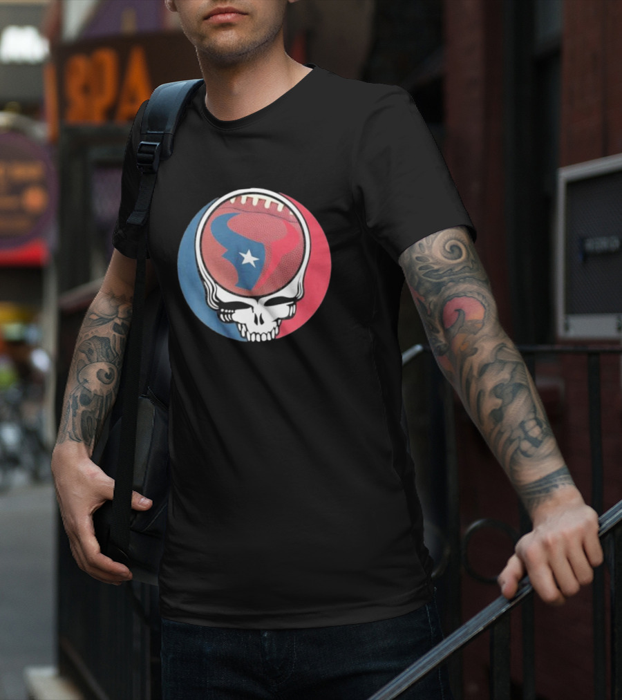 Original Houston Texans Grateful Dead Football Skull T-Shirt