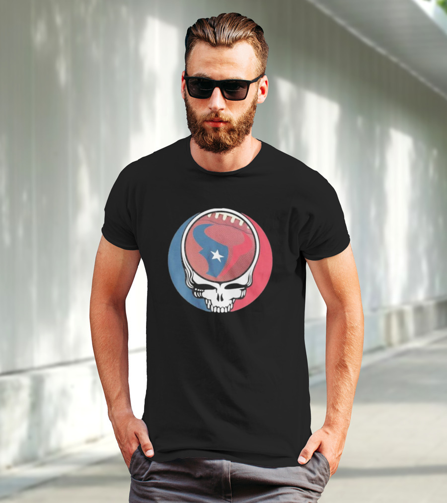 Original Houston Texans Grateful Dead Football Skull T-Shirt