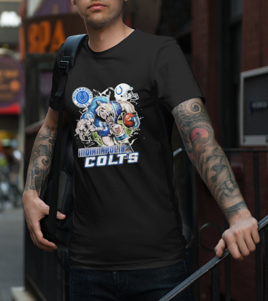 Indianapolis Colts Mascot Breaking Through Wall Vintage T-Shirt
