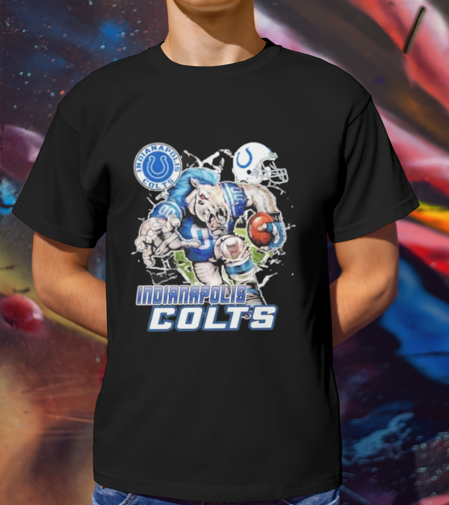Indianapolis Colts Mascot Breaking Through Wall Vintage T-Shirt