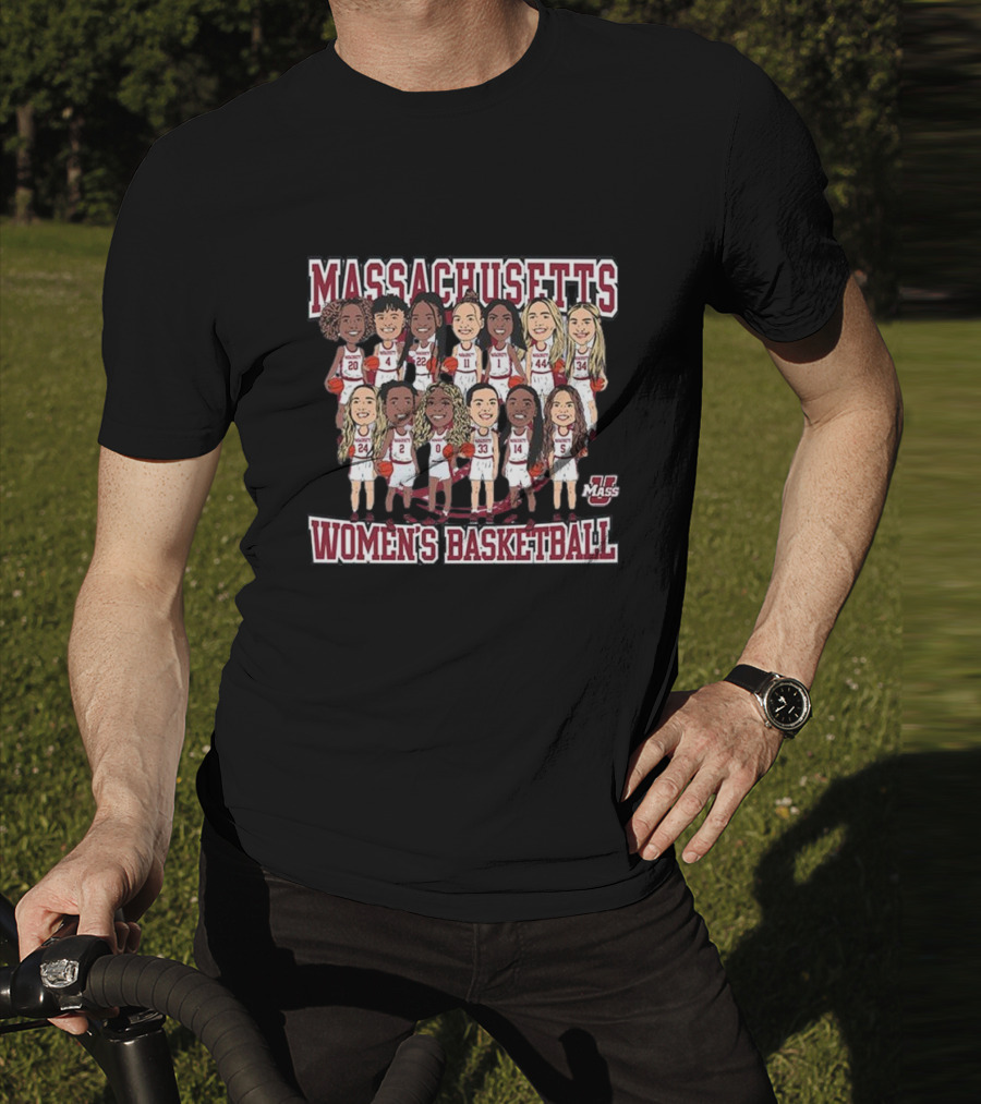 Massachusetts UMass Women's Basketball Team Caricature T-Shirt