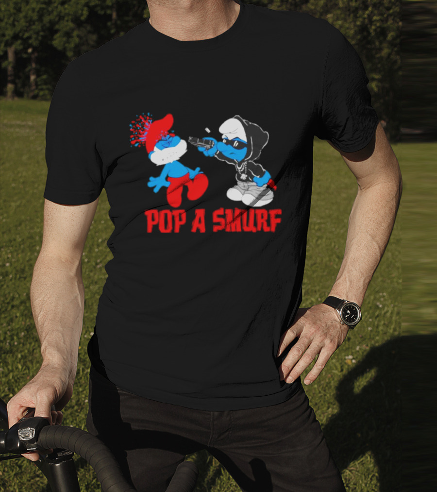 Pop A Smurf Gangster Smurf With Spray Can Urban T-Shirt