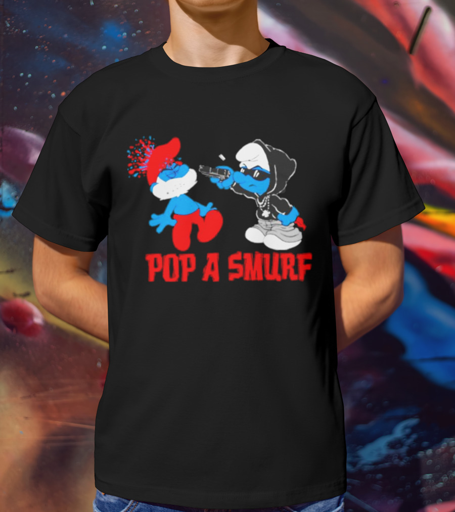 Pop A Smurf Gangster Smurf With Spray Can Urban T-Shirt