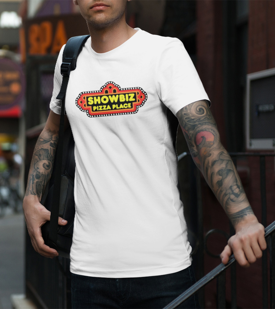 Showbiz Pizza Place Retro Neon Sign T-Shirt