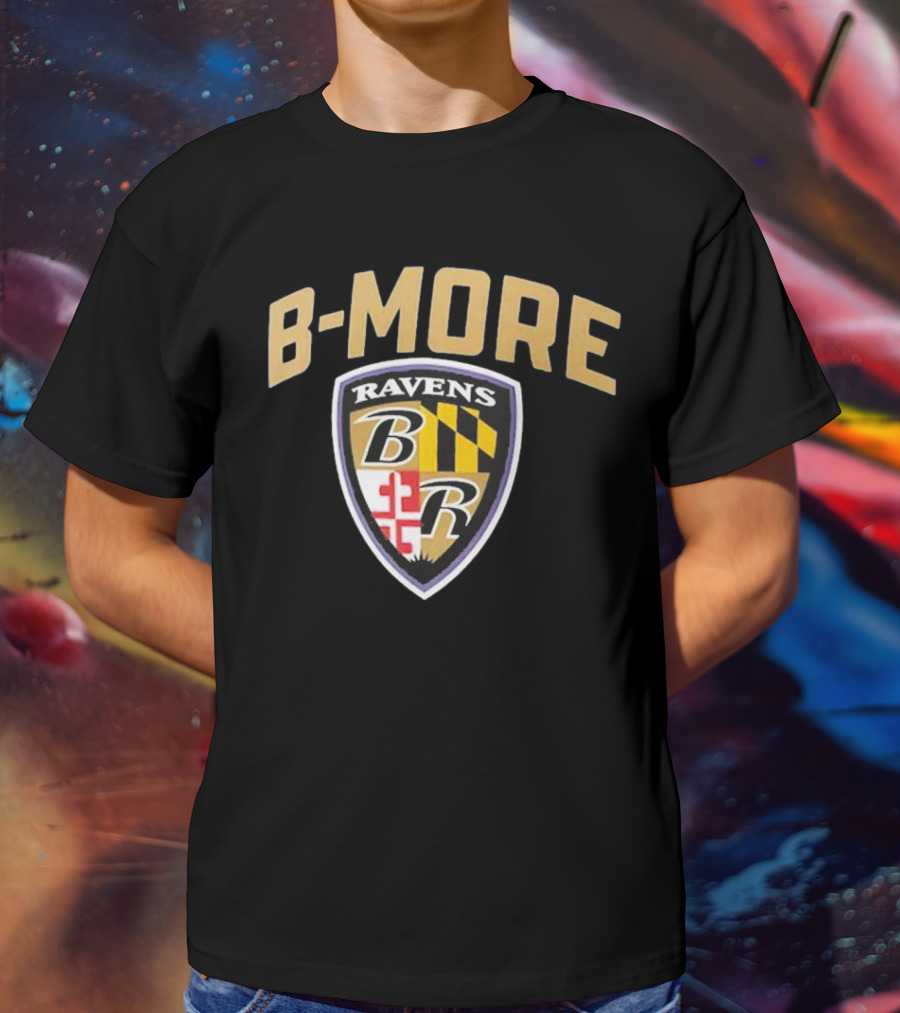 B-MORE Baltimore Ravens Logo Shield Ravens B R T-Shirt