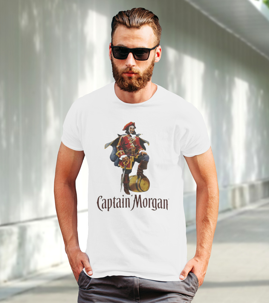 Captain Morgan Rum Pirate Standing On Barrel T-Shirt