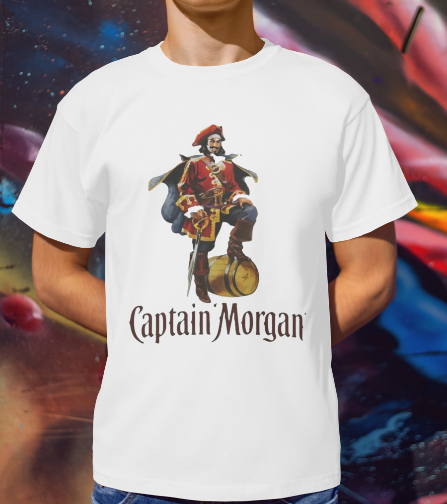 Captain Morgan Rum Pirate Standing On Barrel T-Shirt