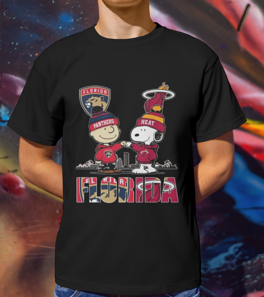 Florida Panthers Miami Heat Charlie Brown Snoopy Proud Florida T-Shirt