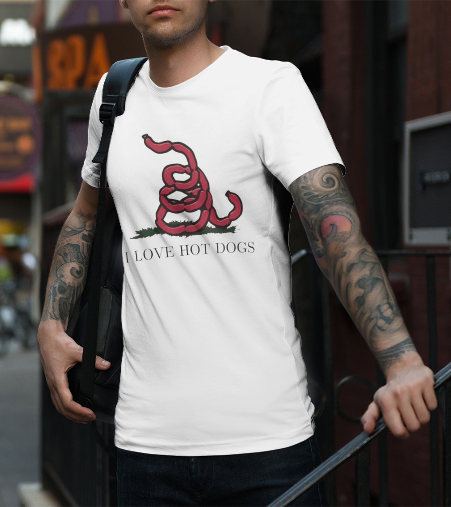 I Love Hot Dogs Spiral Sausage T-Shirt