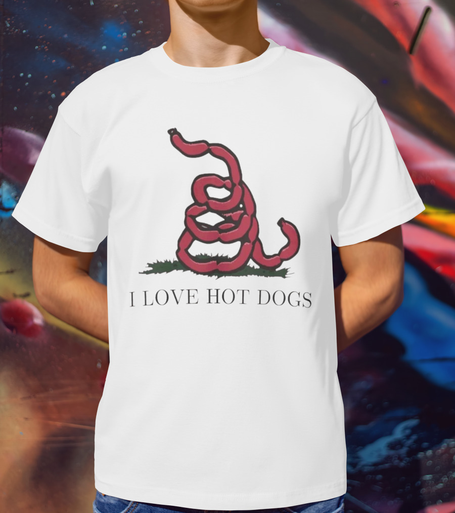 I Love Hot Dogs Spiral Sausage T-Shirt