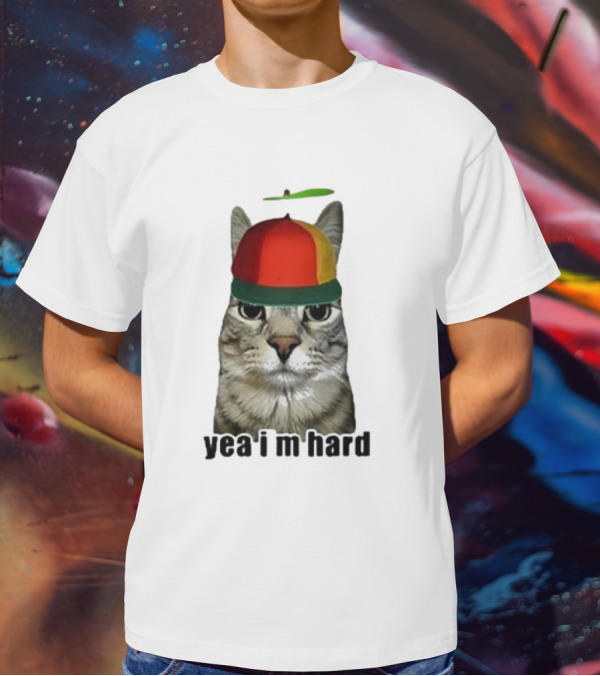 Cat Yea I’m Hard Propeller Hat T-Shirt