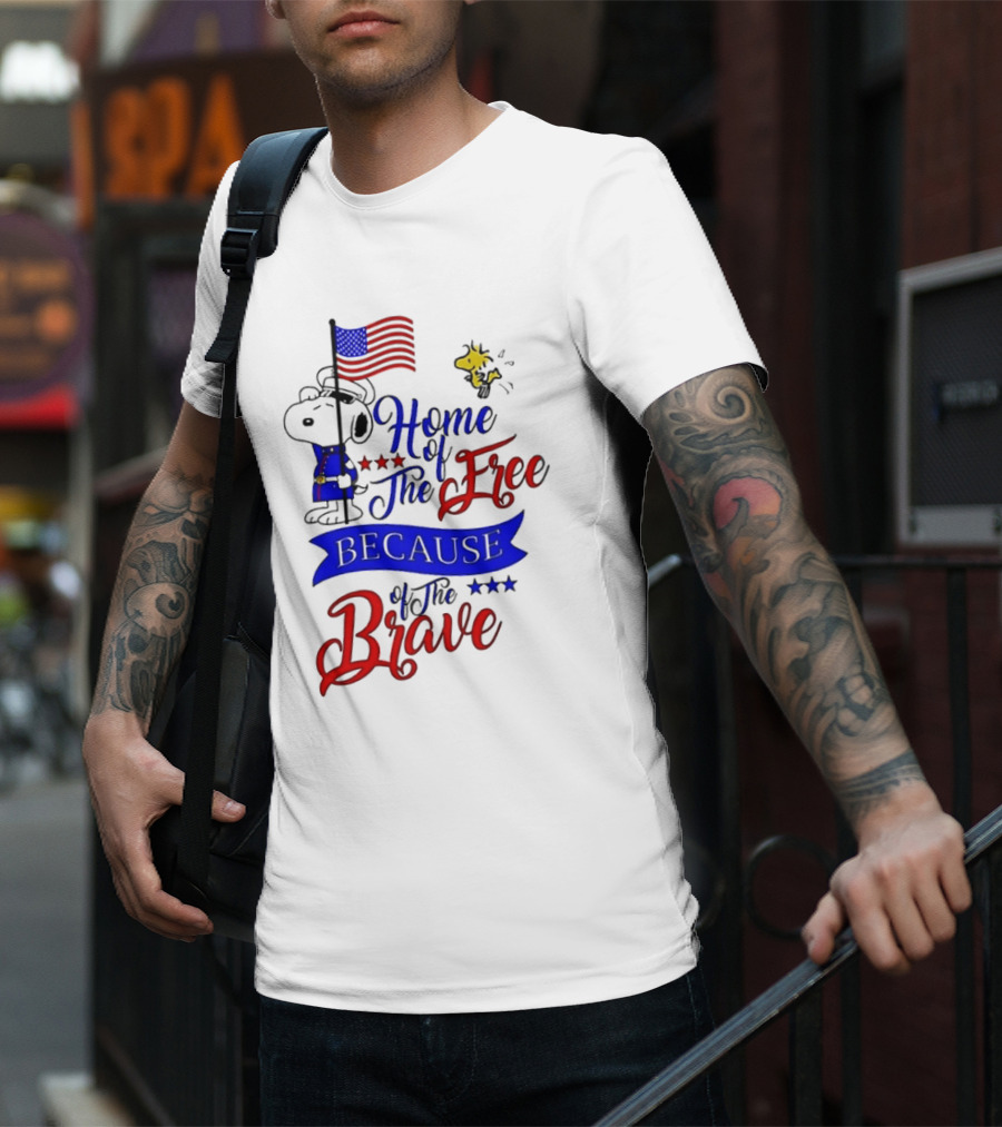 Snoopy Home Of The Free Because Of The Brave Independence Day T-Shirt