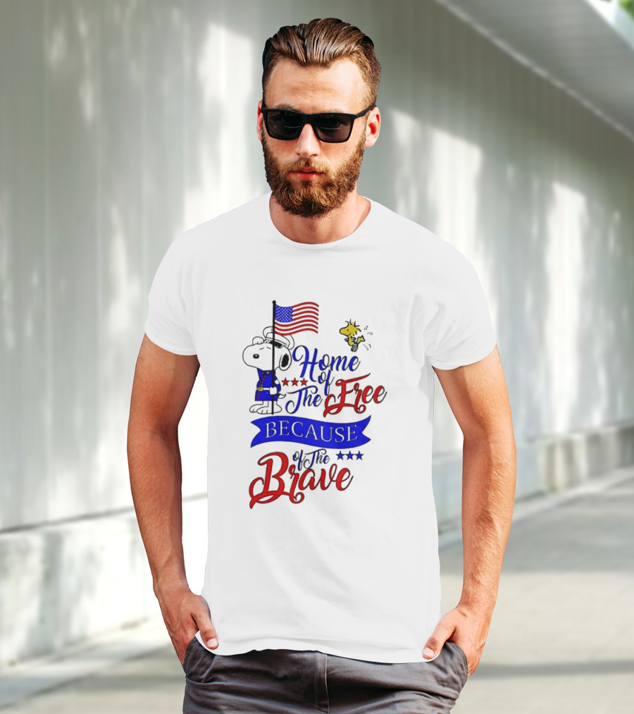 Snoopy Home Of The Free Because Of The Brave Independence Day T-Shirt