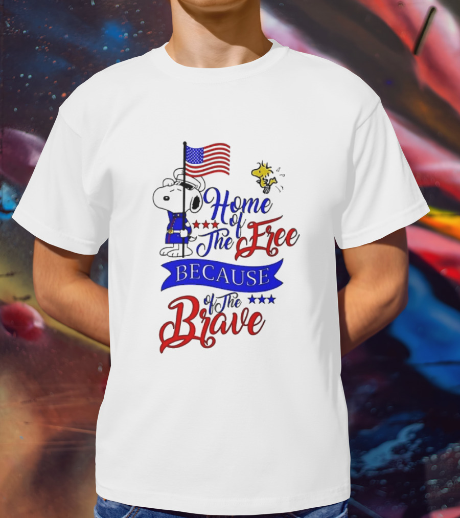 Snoopy Home Of The Free Because Of The Brave Independence Day T-Shirt