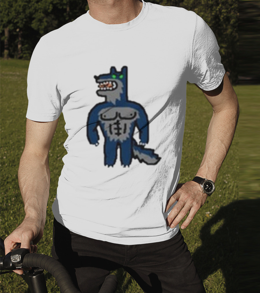 Timberwolves Buff Wolf Strong Muscular Cartoon Character T-Shirt