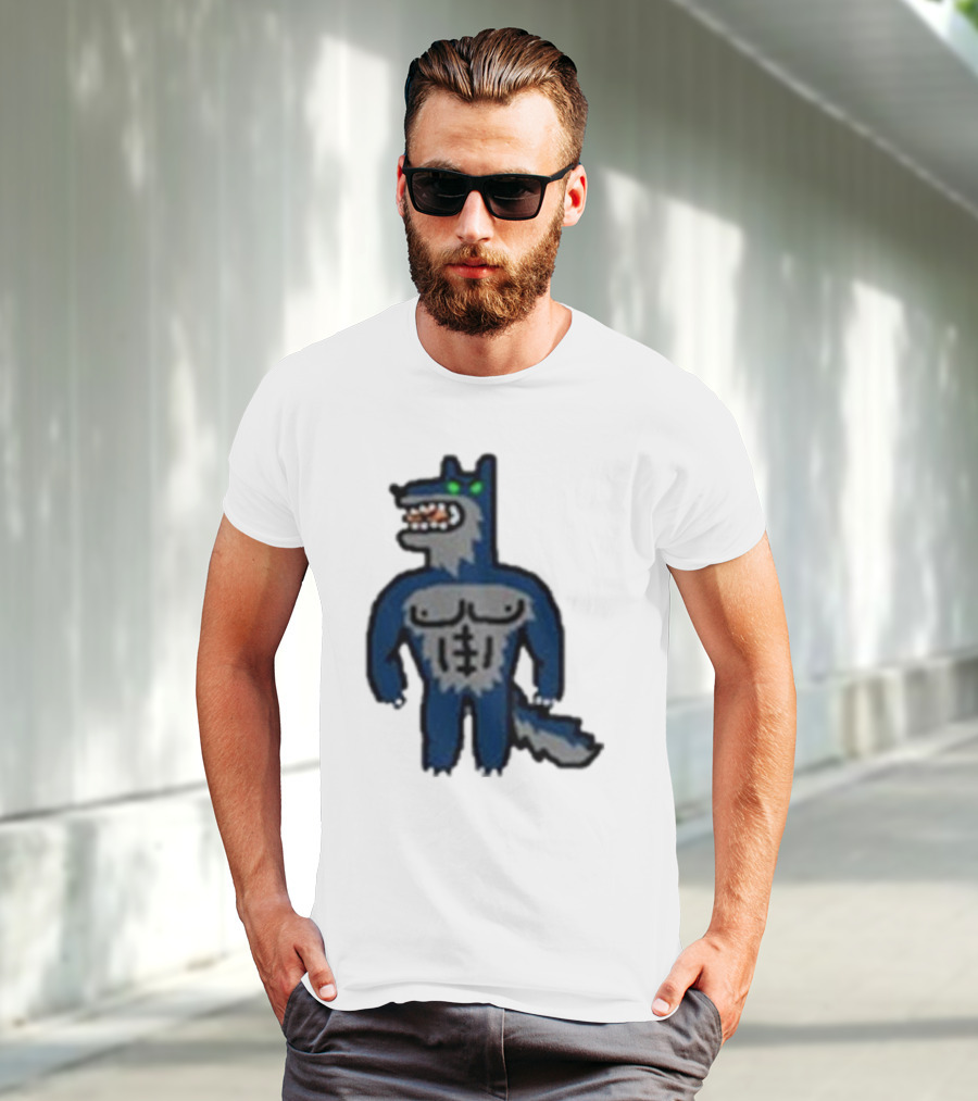Timberwolves Buff Wolf Strong Muscular Cartoon Character T-Shirt