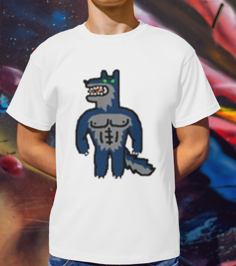 Timberwolves Buff Wolf Strong Muscular Cartoon Character T-Shirt