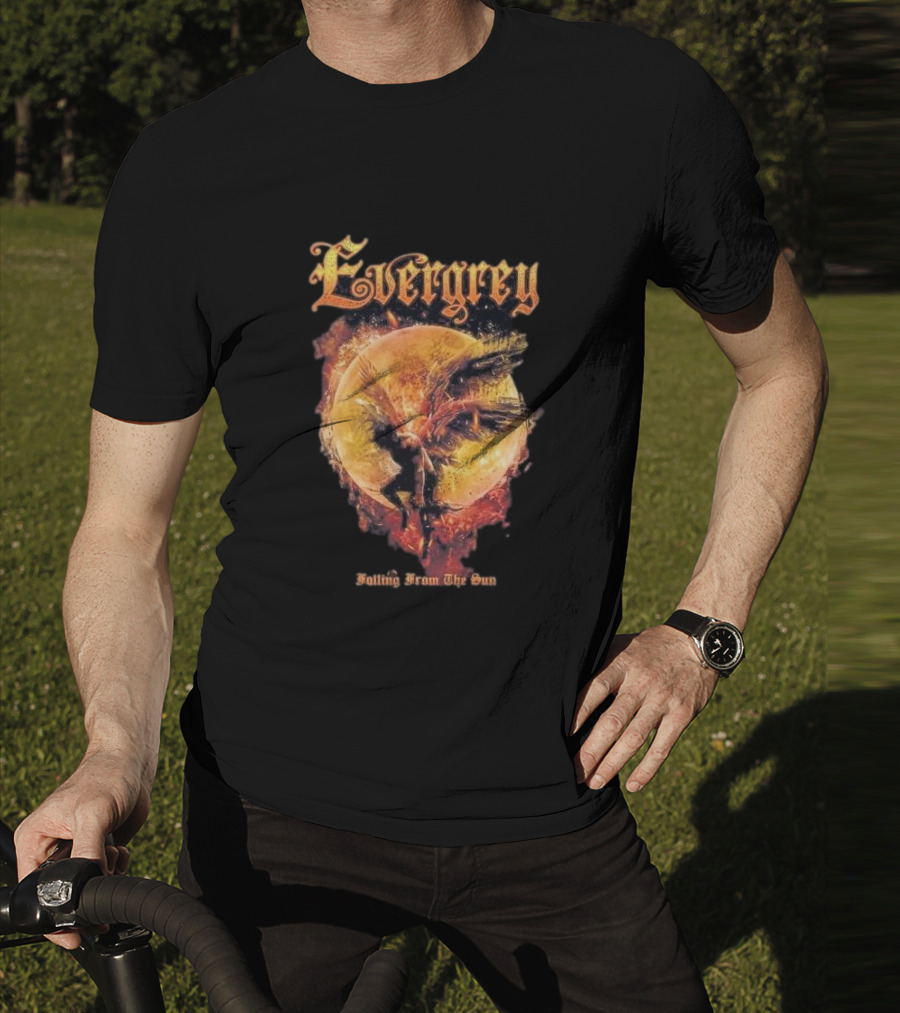 Evergrey Falling From The Sun Celestial Figure And Fiery Orb T-Shirt