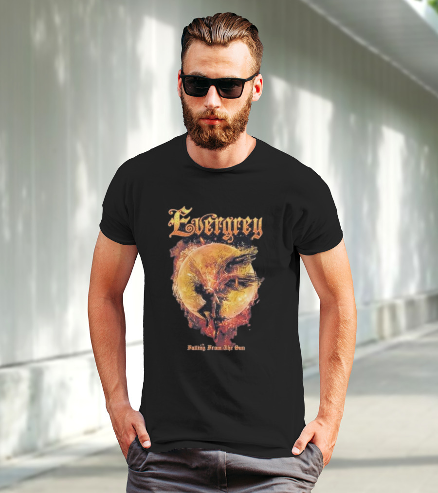 Evergrey Falling From The Sun Celestial Figure And Fiery Orb T-Shirt