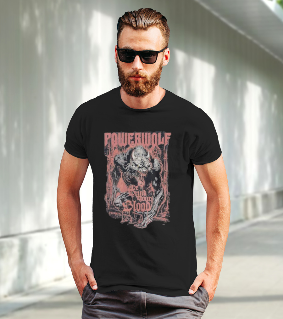 Powerwolf We Drink Your Blood Gothic Werewolf T-Shirt