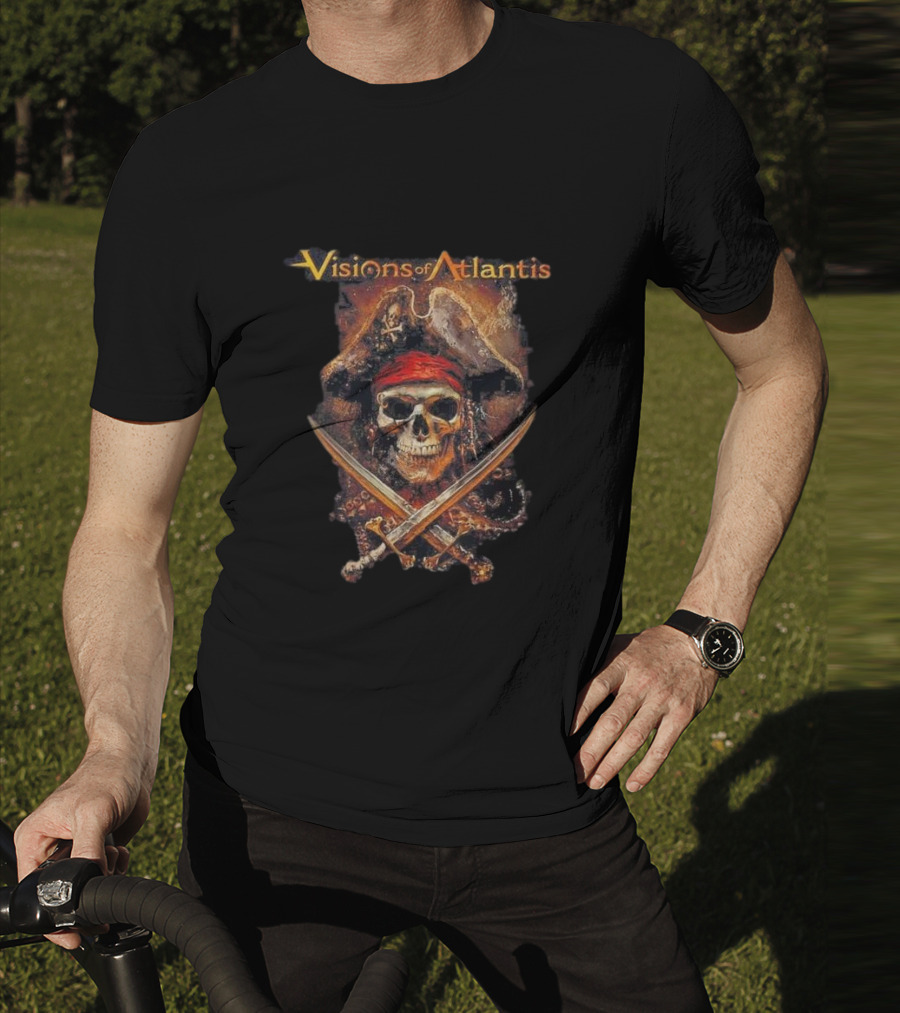 Visions Of Atlantis Skull Pirate With Crossed Swords And Hat T-Shirt