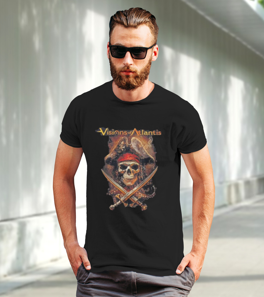 Visions Of Atlantis Skull Pirate With Crossed Swords And Hat T-Shirt