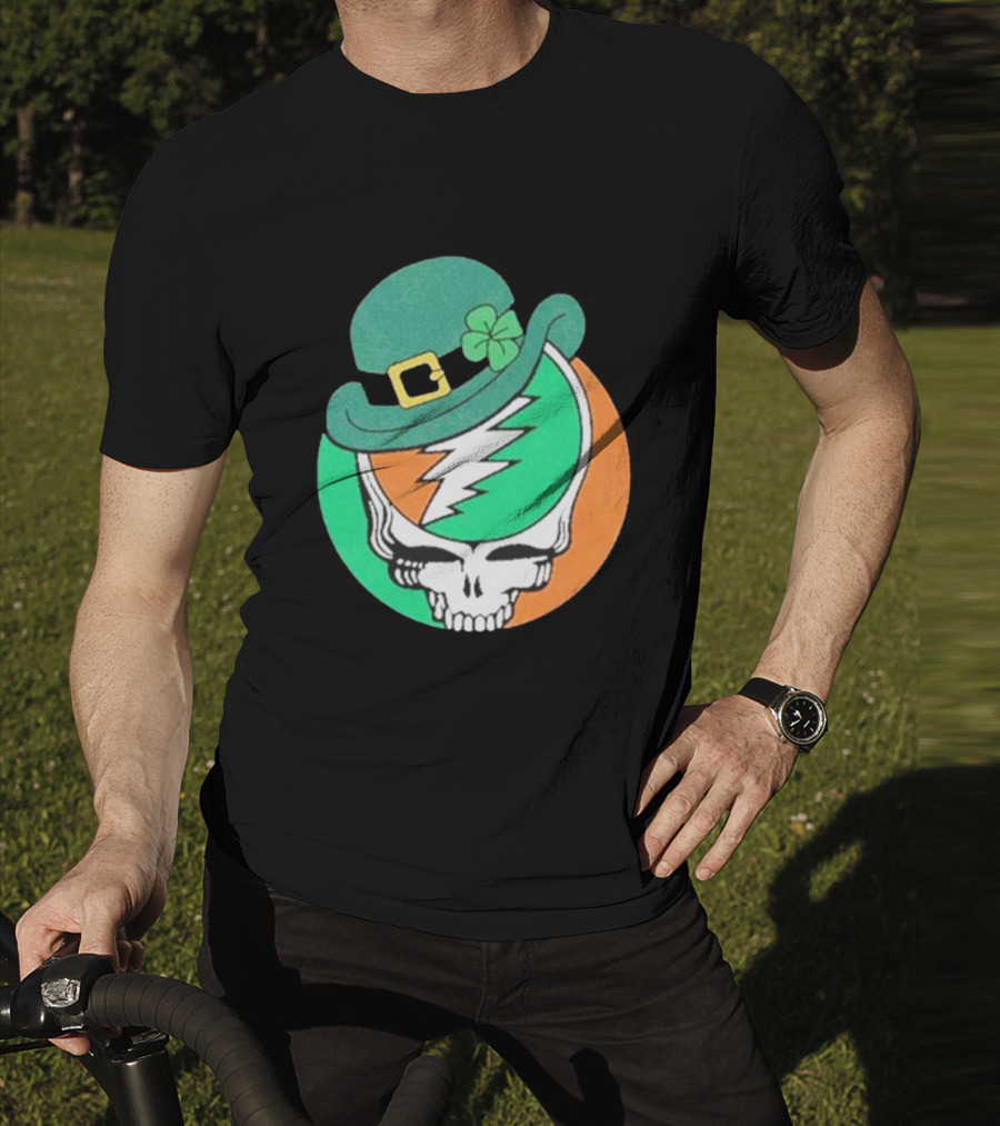 Happy St. Patrick’s Dead And Company Limited Skull In Shamrock Hat With Lightning Bolt T-Shirt