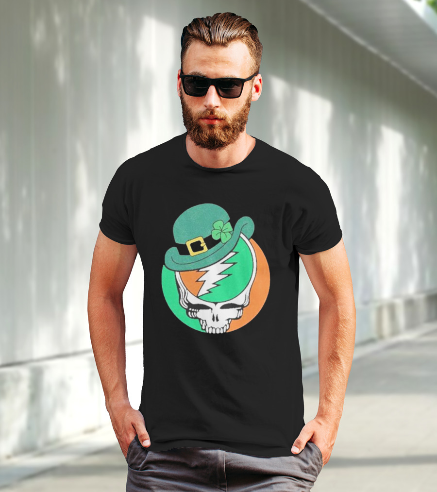Happy St. Patrick’s Dead And Company Limited Skull In Shamrock Hat With Lightning Bolt T-Shirt